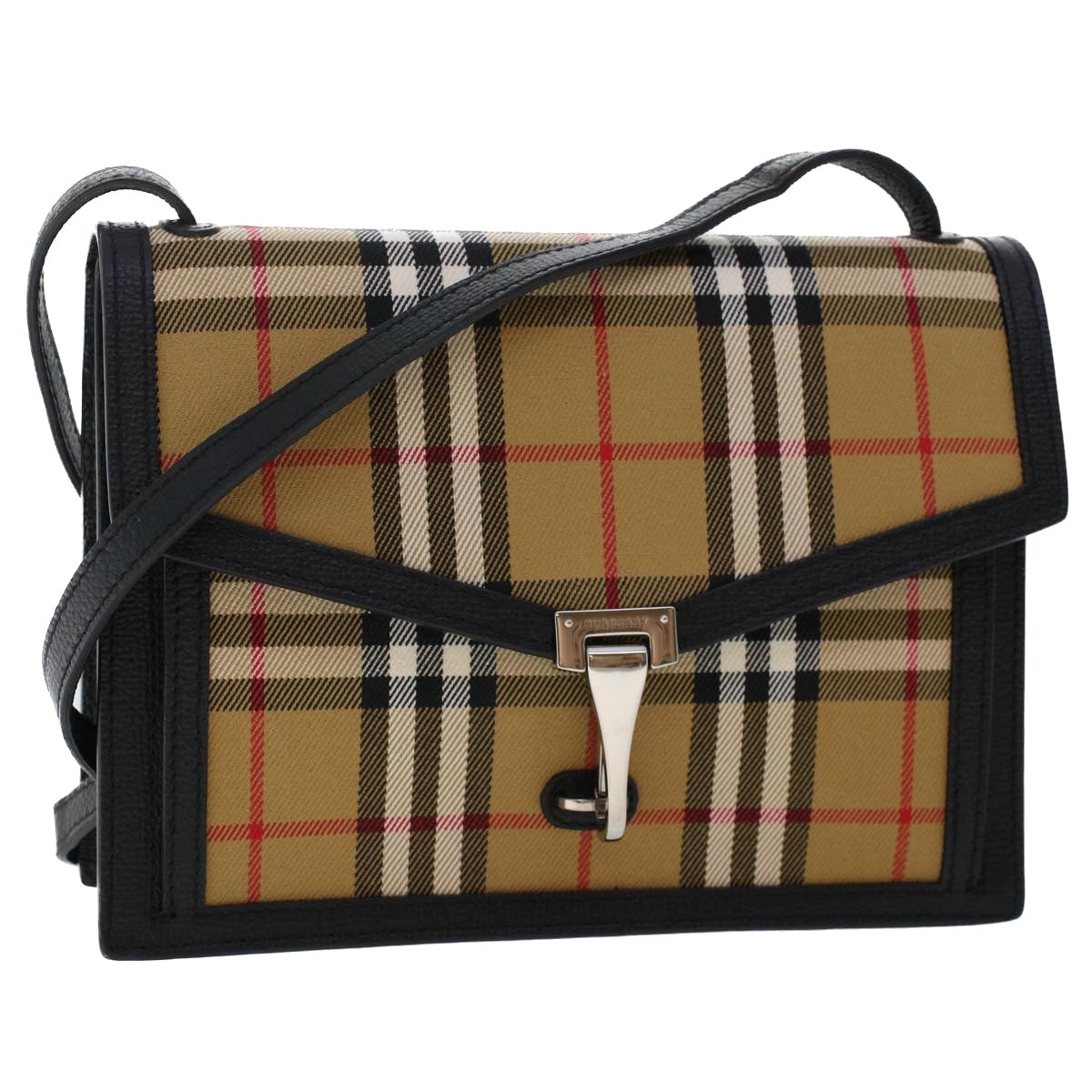 BURBERRY Nova Check Macken Shoulder Bag Nylon Beige Auth yk8021