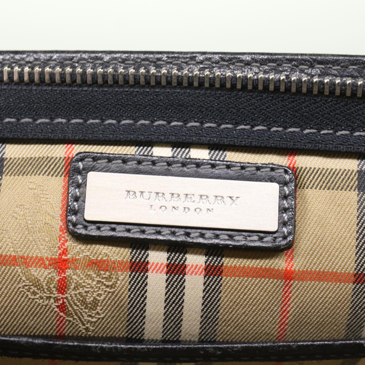 BURBERRY Clutch Bag Leather Black Auth yk8023