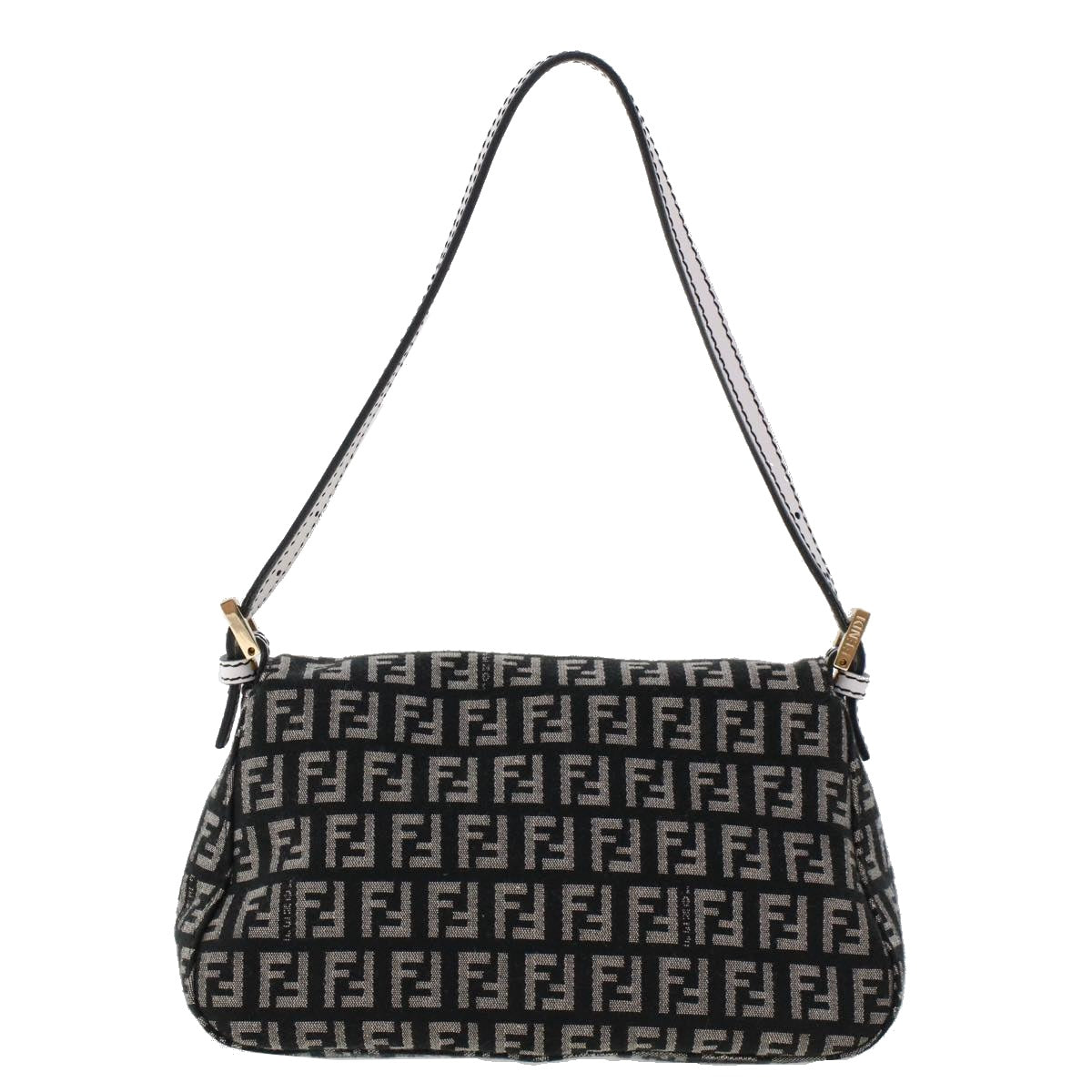 FENDI Zucchino Canvas Mini mamma bucket Hand Bag Black Auth yk8027 - 0