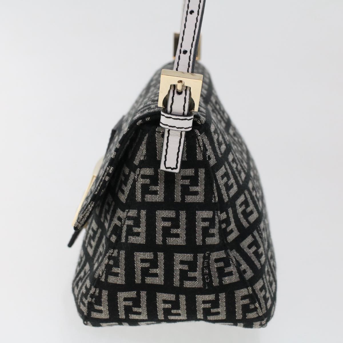 FENDI Zucchino Canvas Mini mamma bucket Hand Bag Black Auth yk8027