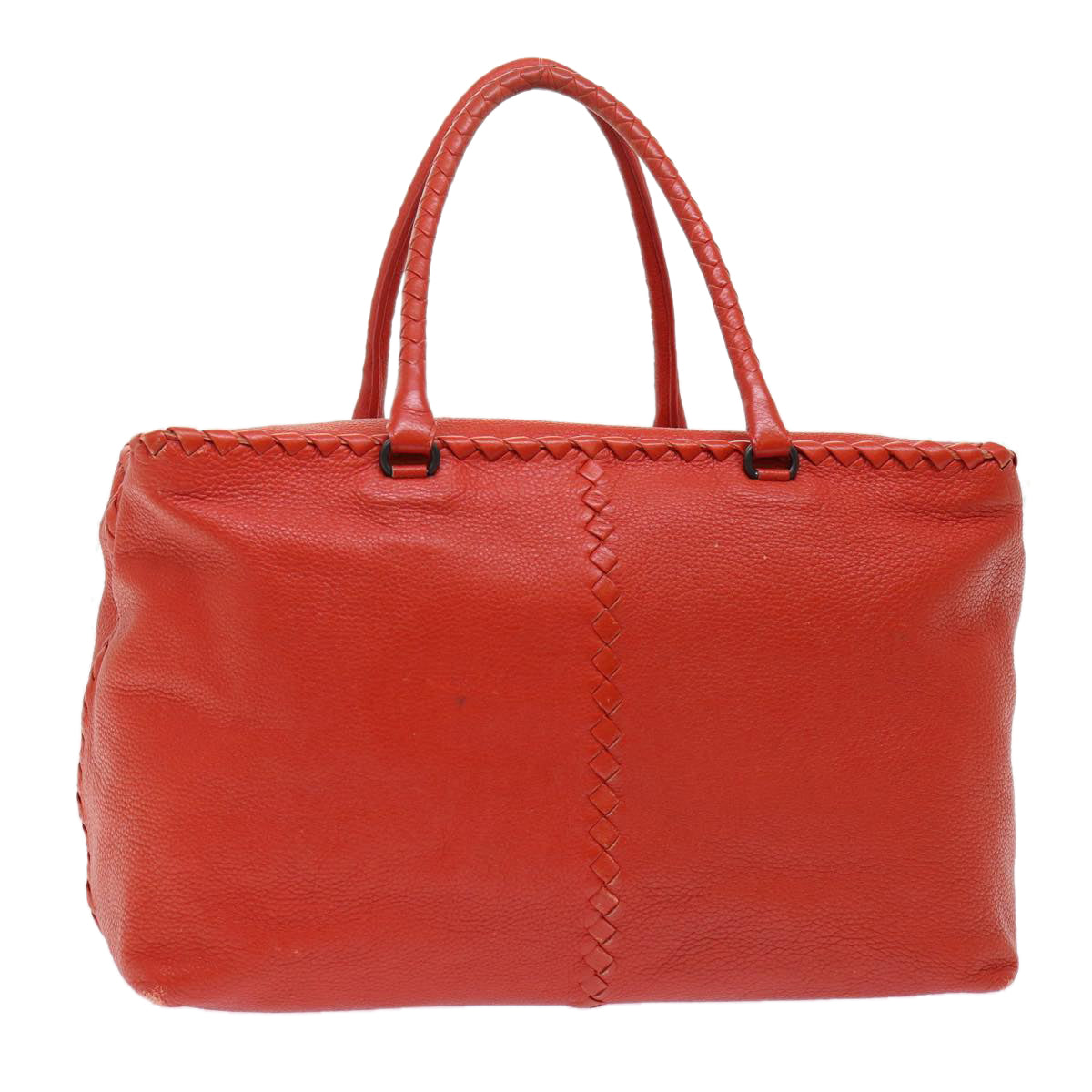 BOTTEGAVENETA INTRECCIATO Boston Bag Leather Red Auth yk8028