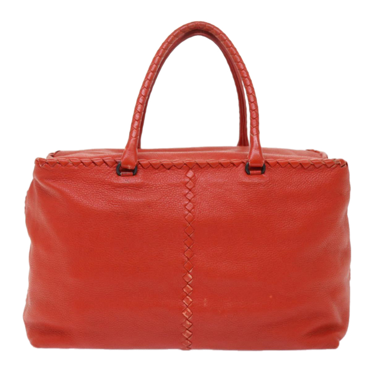 BOTTEGAVENETA INTRECCIATO Boston Bag Leather Red Auth yk8028