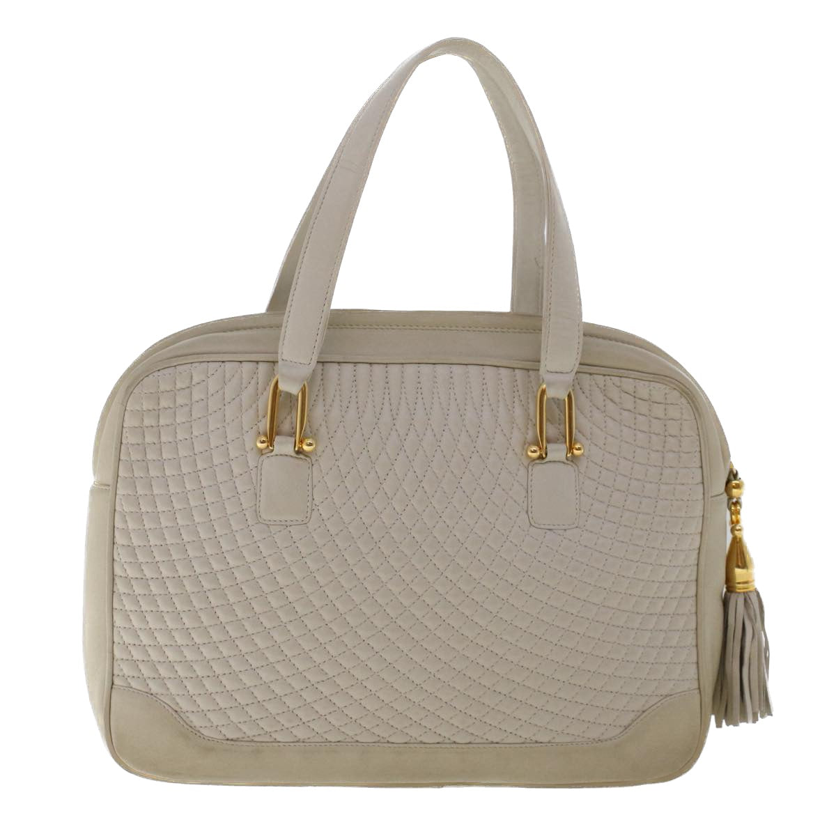 BALLY Quilted Hand Bag Leather White Auth yk8035 - 0