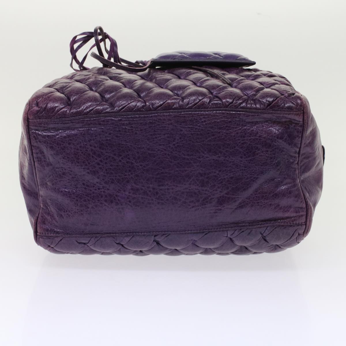 BALENCIAGA The Matelasse Boston Bag Leather Purple 168031 Auth yk8051