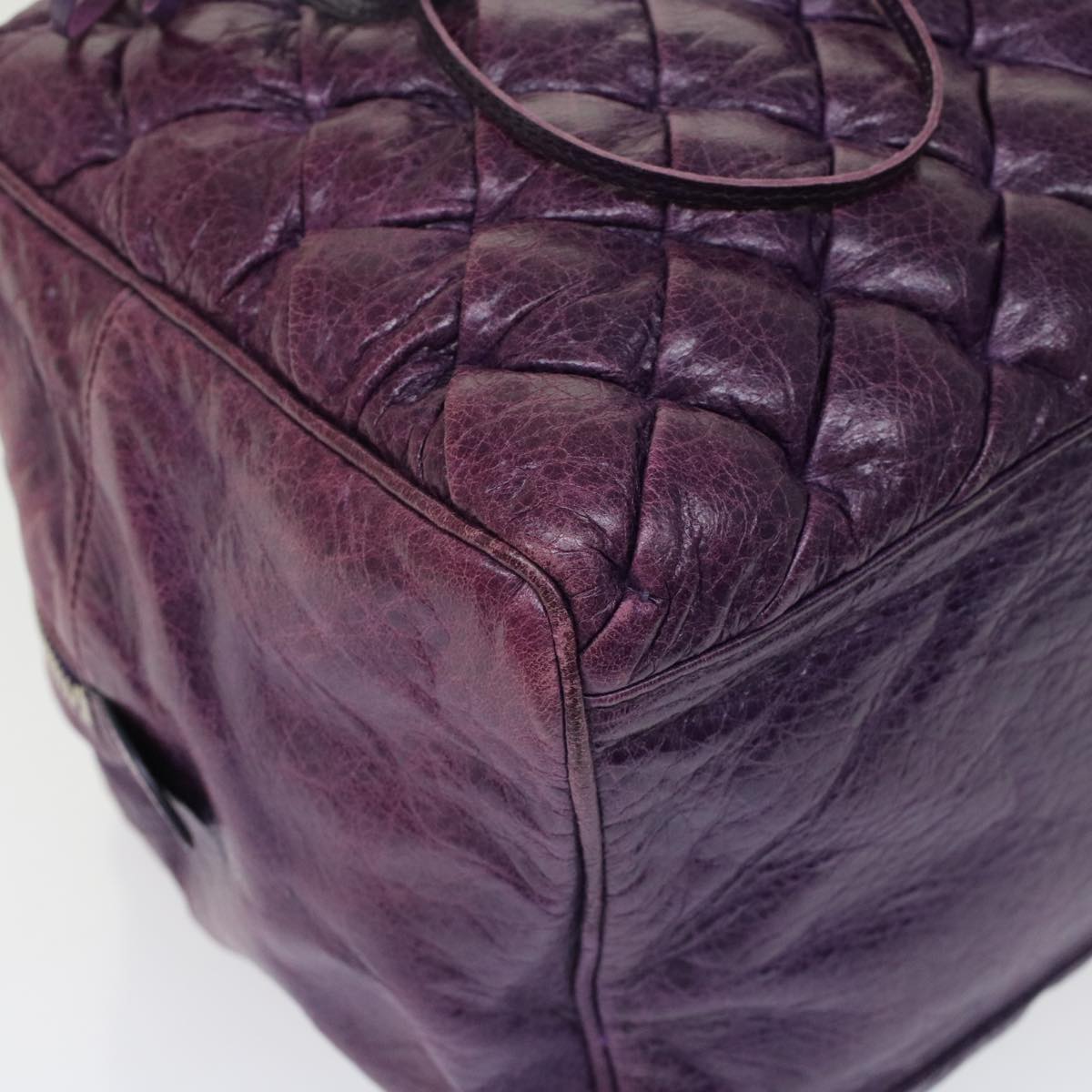BALENCIAGA The Matelasse Boston Bag Leather Purple 168031 Auth yk8051