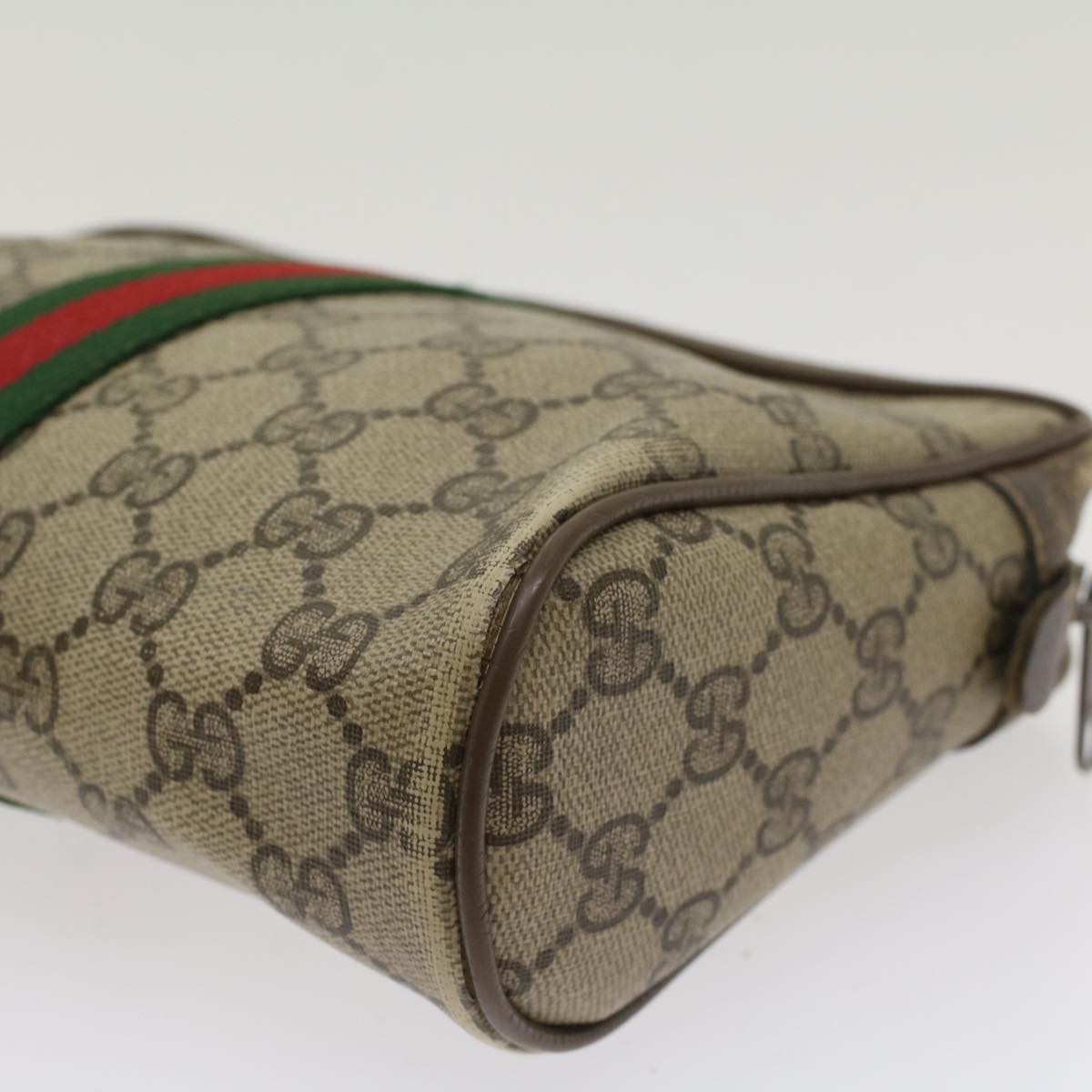 GUCCI GG Canvas Web Sherry Line Clutch Bag Beige Red Green 56.01.012 Auth yk8055