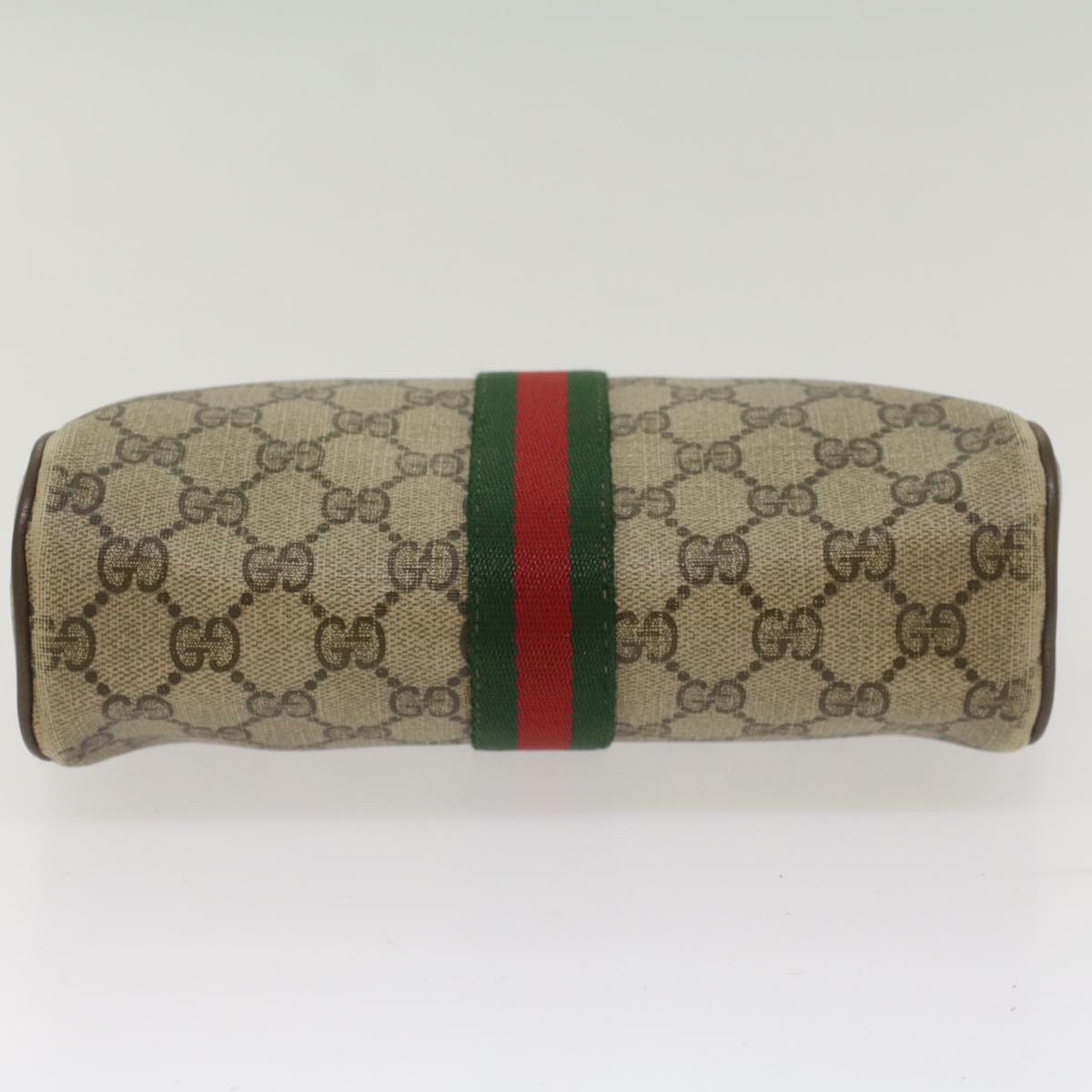 GUCCI GG Canvas Web Sherry Line Clutch Bag Beige Red Green 56.01.012 Auth yk8055