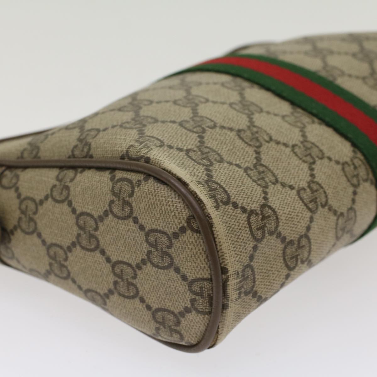 GUCCI GG Canvas Web Sherry Line Clutch Bag Beige Red Green 56.01.012 Auth yk8055