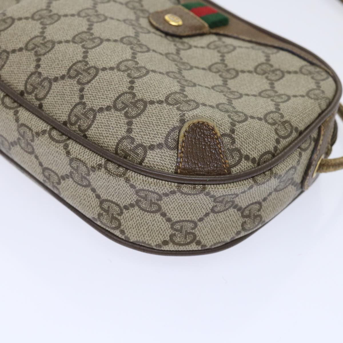 GUCCI GG Canvas Web Sherry Line Shoulder Bag Beige Red 89.02.066 Auth yk8057