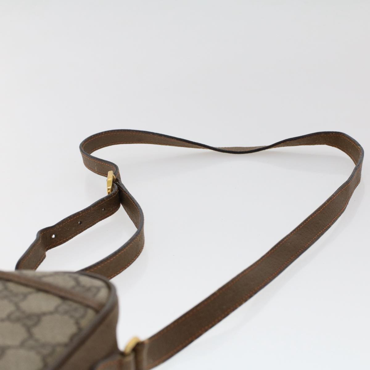 GUCCI GG Canvas Web Sherry Line Shoulder Bag Beige Red 89.02.055 Auth yk8060