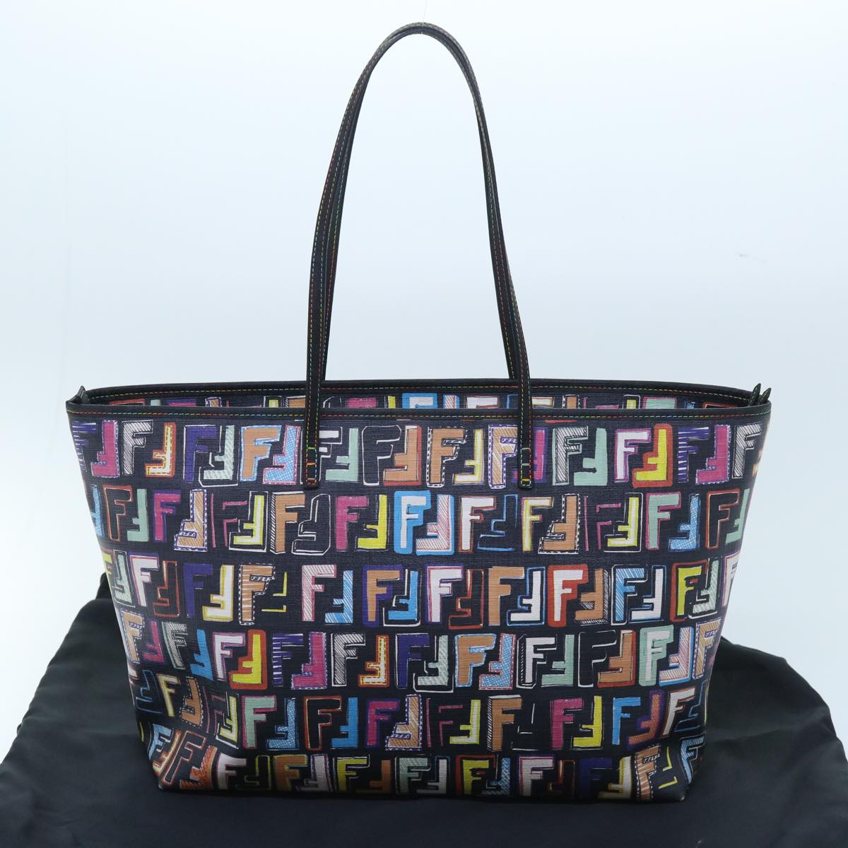 FENDI Zucca Canvas Tote Bag Multicolor 8BH185 Auth yk8065