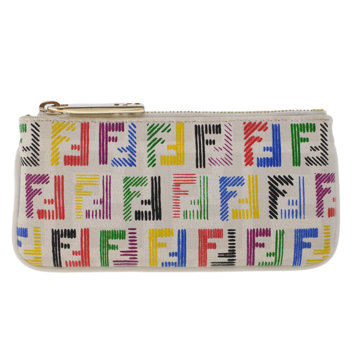 FENDI Zucchino Canvas Coin Purse Multicolor 8AP005 Auth yk8073