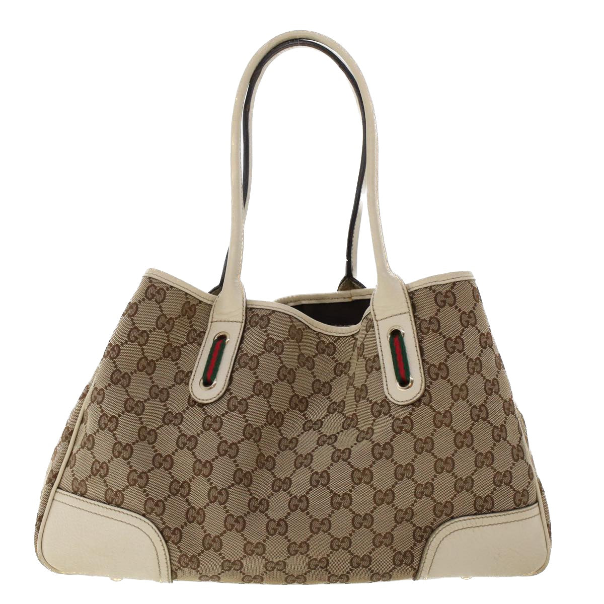 GUCCI GG Canvas Web Sherry Line Shoulder Bag Beige Red Green 163805 Auth yk8074 - 0