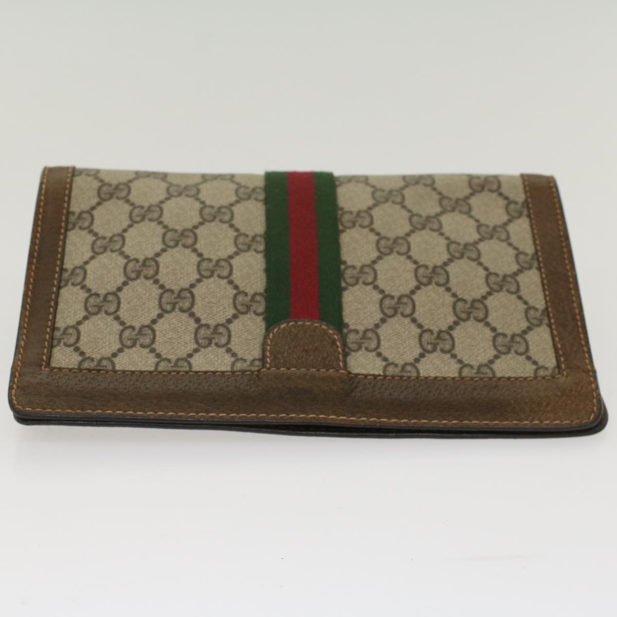 GUCCI GG Canvas Web Sherry Line Clutch Bag Beige Red 37.014.2125 Auth yk8078