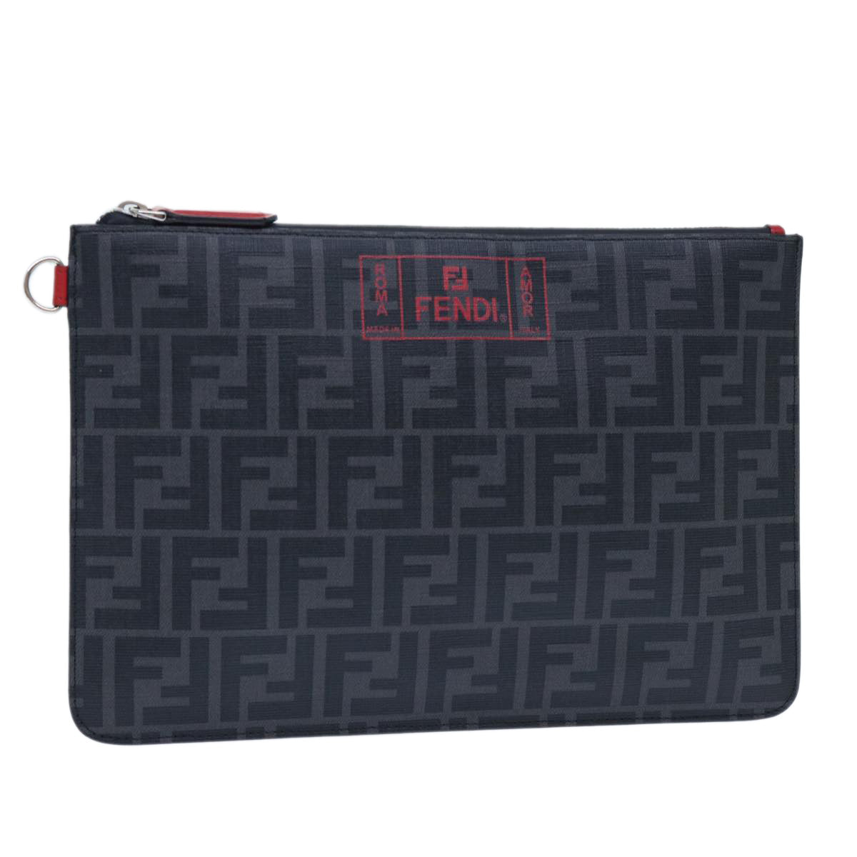 FENDI Zucca Canvas Clutch Bag Black Auth yk8081