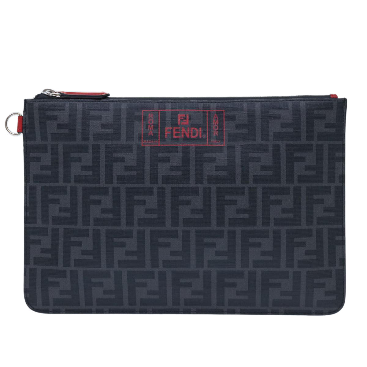 FENDI Zucca Canvas Clutch Bag Black Auth yk8081