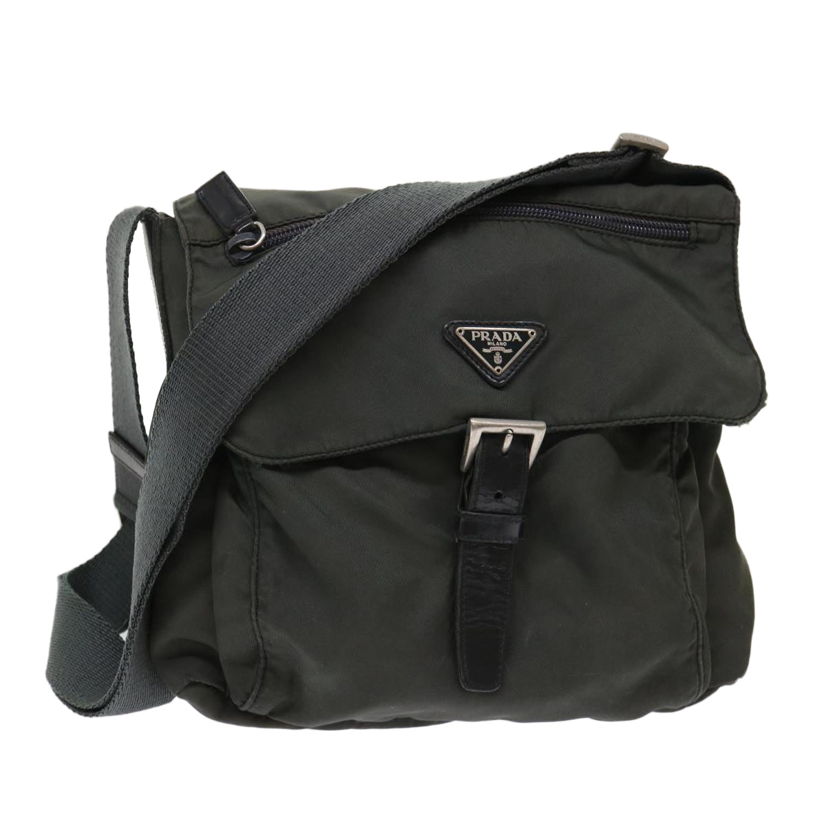 PRADA Shoulder Bag Nylon Gray Auth yk8096B