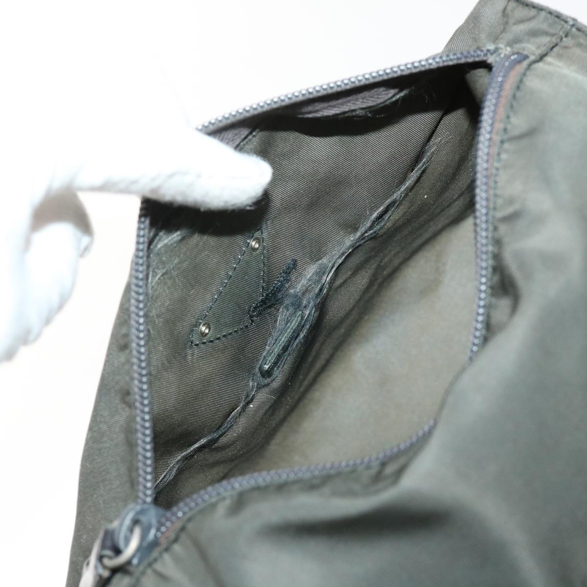 PRADA Shoulder Bag Nylon Gray Auth yk8096B