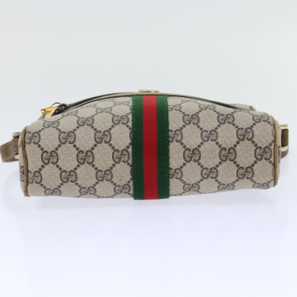 GUCCI GG Canvas Web Sherry Line Shoulder Bag Beige Red 39.001.4938 Auth yk8120B