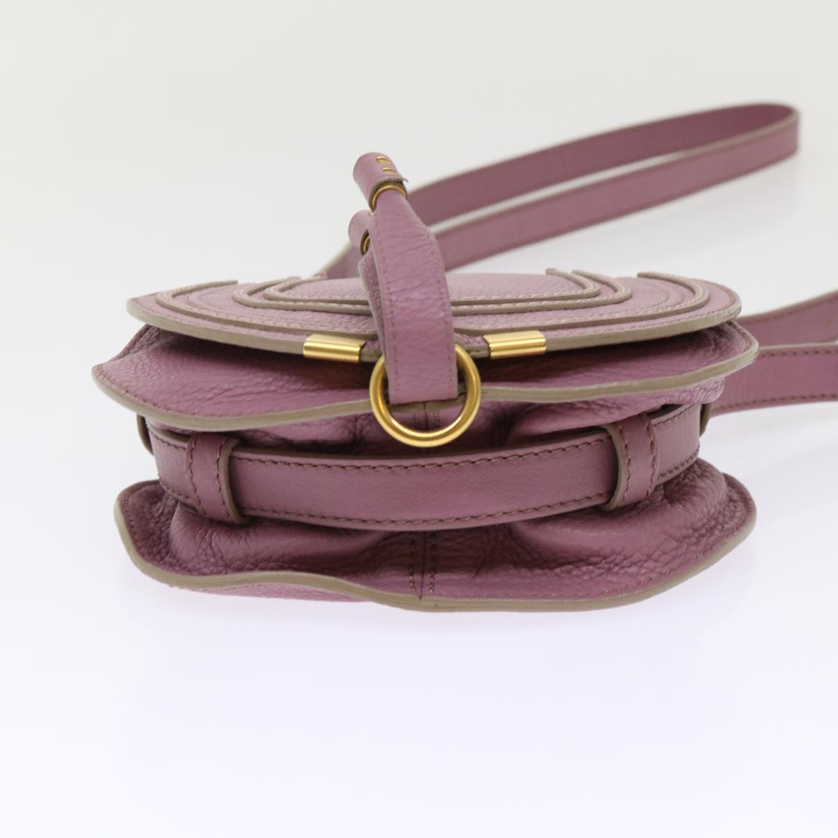 Chloe Mercy Small Shoulder Bag Leather Purple Auth yk8139B