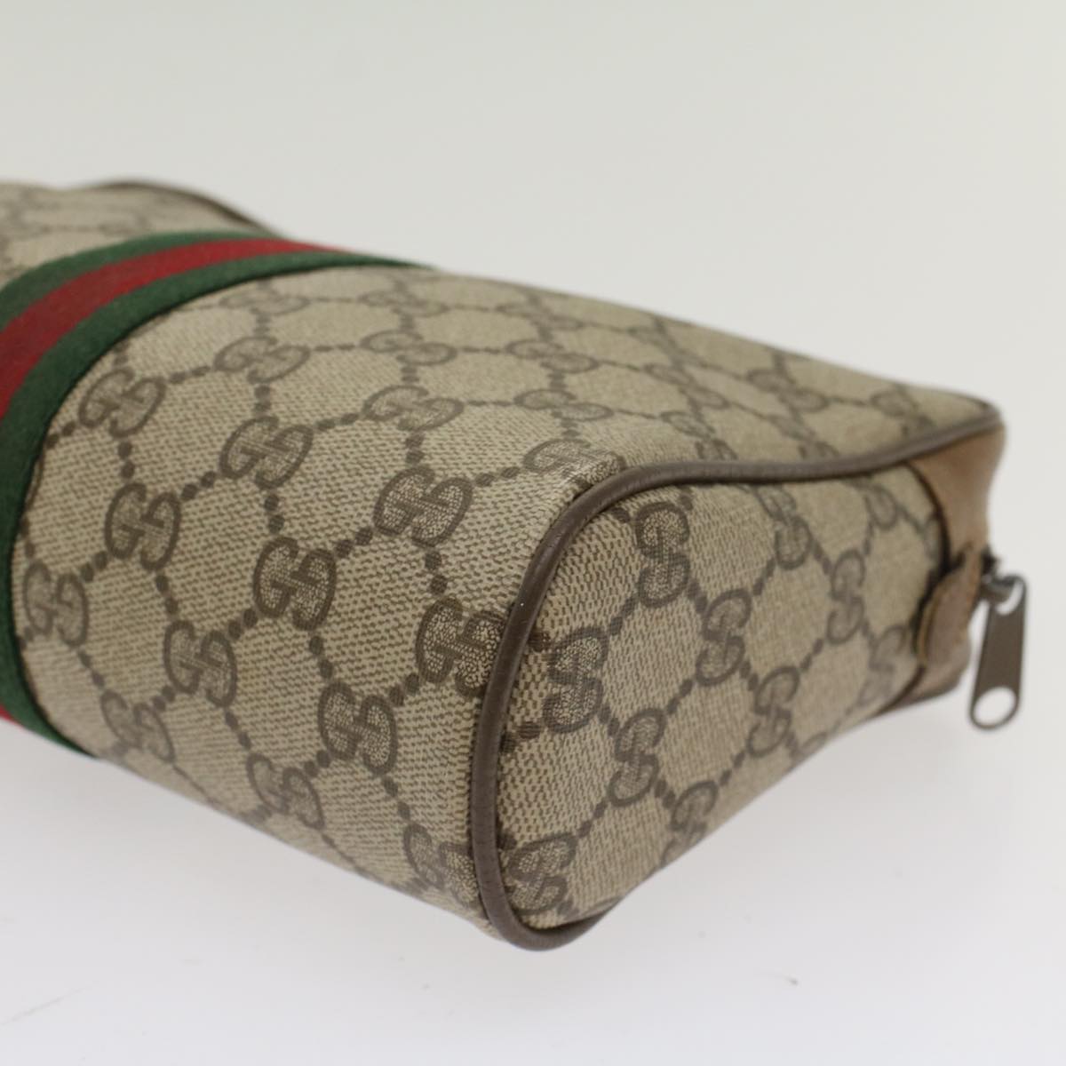 GUCCI GG Canvas Web Sherry Line Clutch Bag Beige Red Green 89.01.012 Auth yk8156