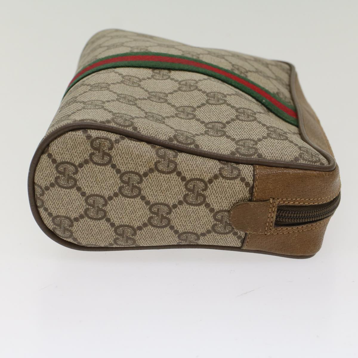 GUCCI GG Canvas Web Sherry Line Clutch Bag Beige Red Green 89.01.012 Auth yk8156