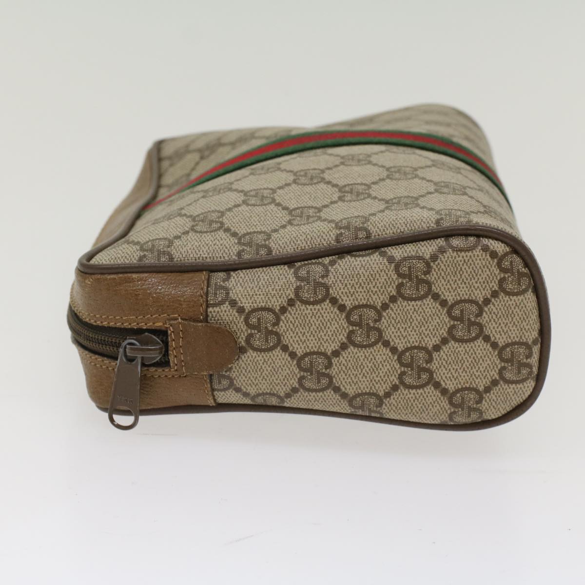 GUCCI GG Canvas Web Sherry Line Clutch Bag Beige Red Green 89.01.012 Auth yk8156