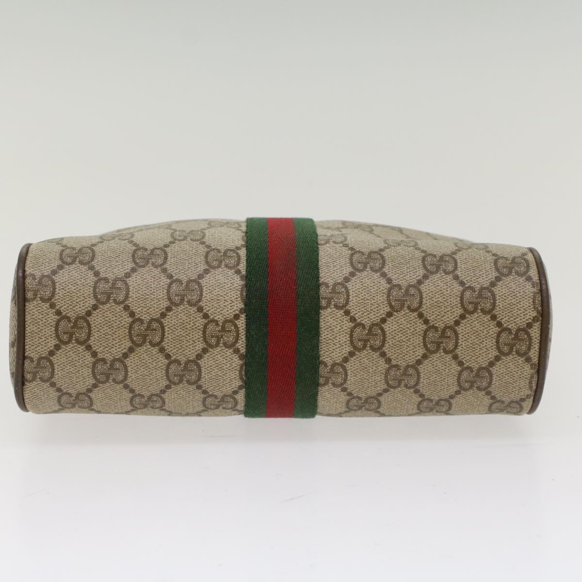 GUCCI GG Canvas Web Sherry Line Clutch Bag Beige Red Green 89.01.012 Auth yk8156