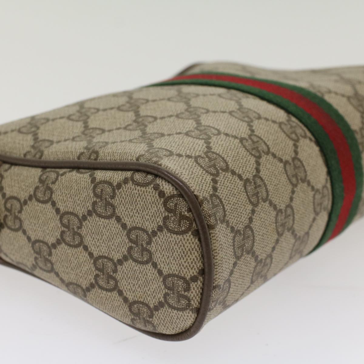 GUCCI GG Canvas Web Sherry Line Clutch Bag Beige Red Green 89.01.012 Auth yk8156