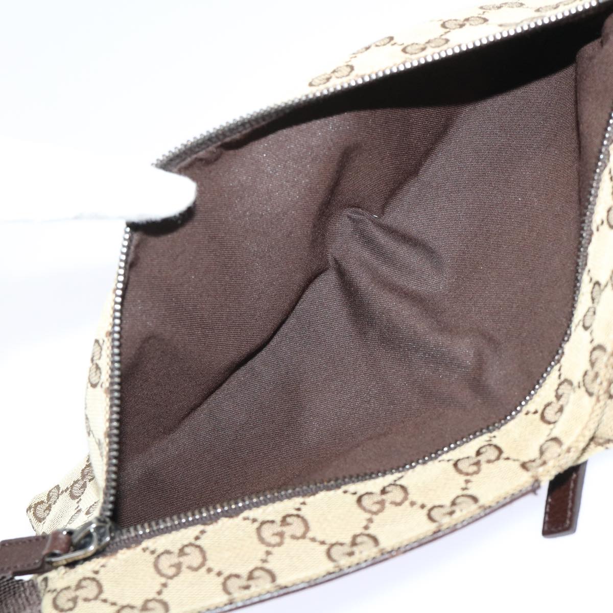 GUCCI GG Canvas Waist bag Leather Beige 28566 Auth yk8169