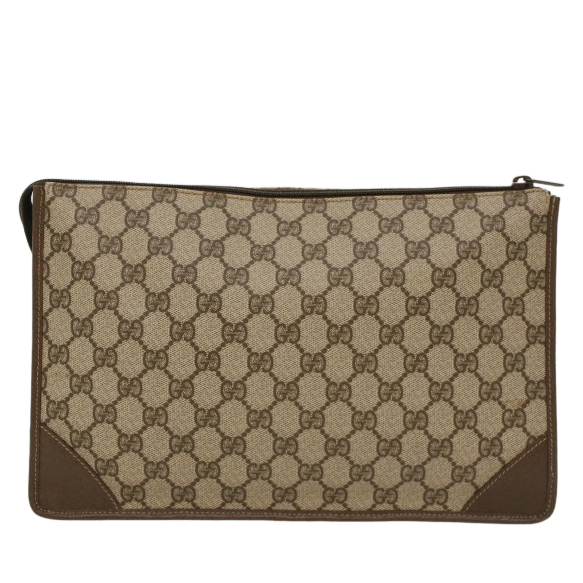 GUCCI GG Canvas Clutch Bag PVC Leather Beige 97.01.029 Auth yk8180 - 0