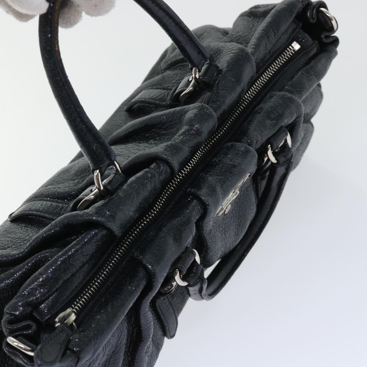 PRADA Hand Bag Leather 2way Black Auth yk8197B