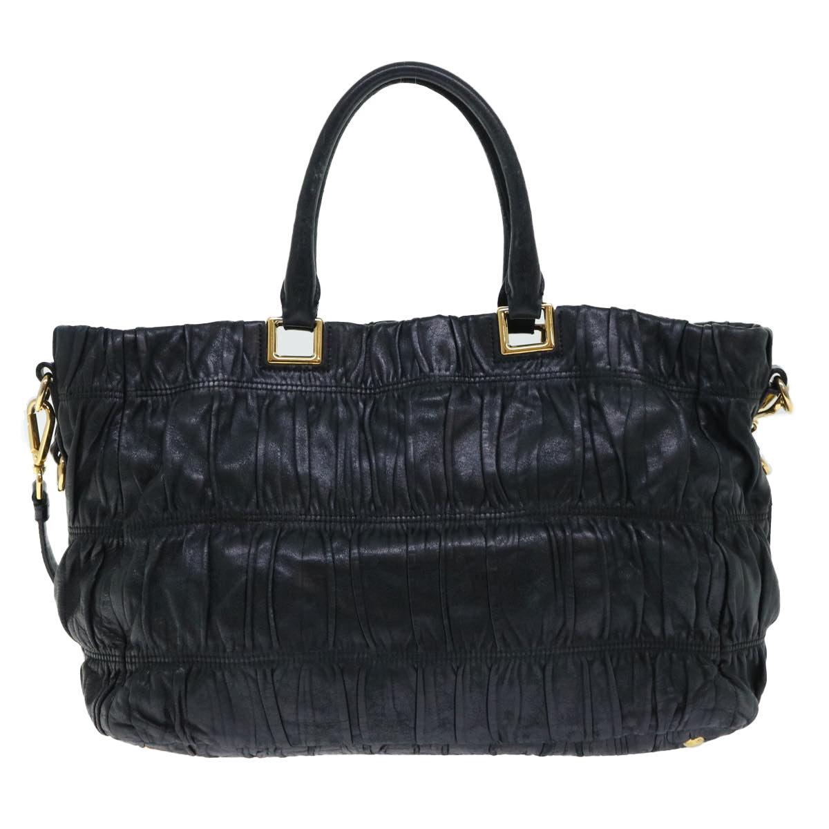 PRADA Hand Bag Leather 2way Black Auth yk8198B - 0