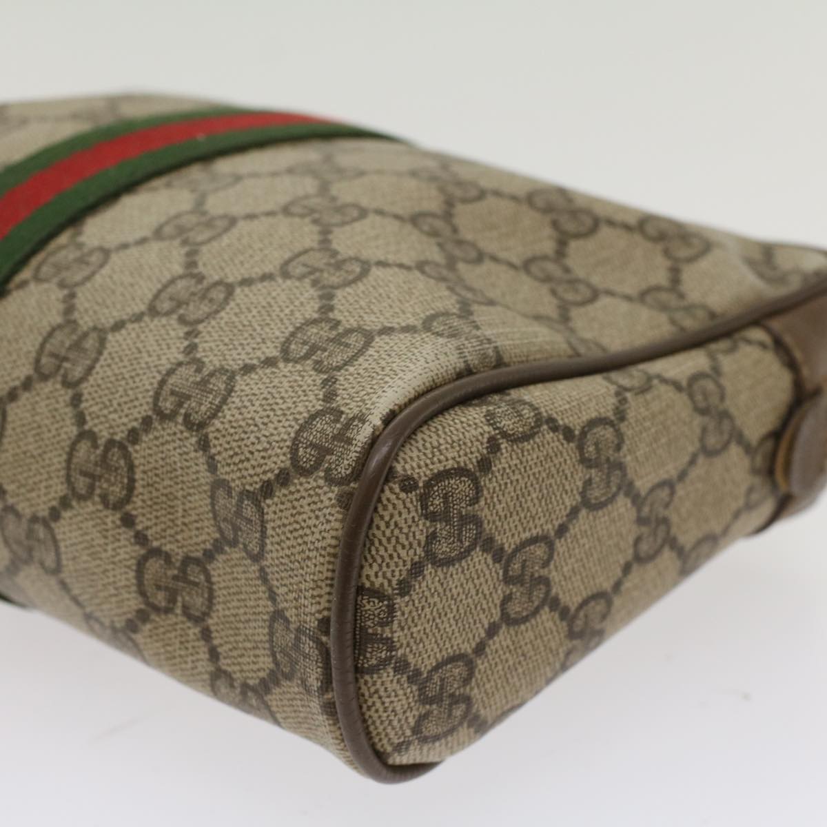 GUCCI GG Canvas Web Sherry Line Clutch Bag Beige Red Green 89.01.012 Auth yk8202