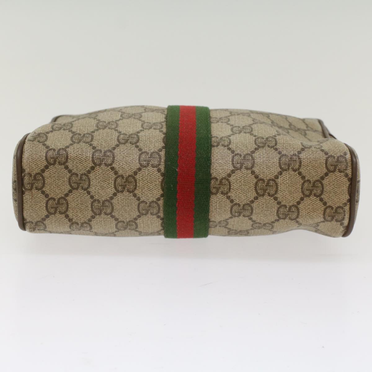 GUCCI GG Canvas Web Sherry Line Clutch Bag Beige Red Green 89.01.012 Auth yk8202