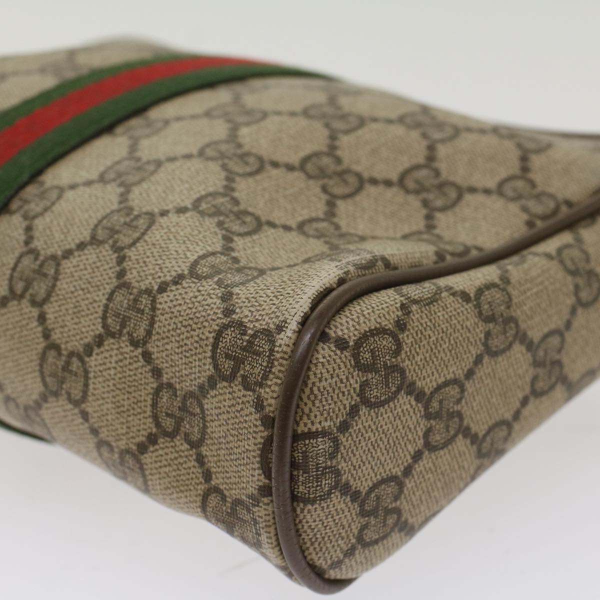 GUCCI GG Canvas Web Sherry Line Clutch Bag Beige Red Green 89.01.012 Auth yk8202