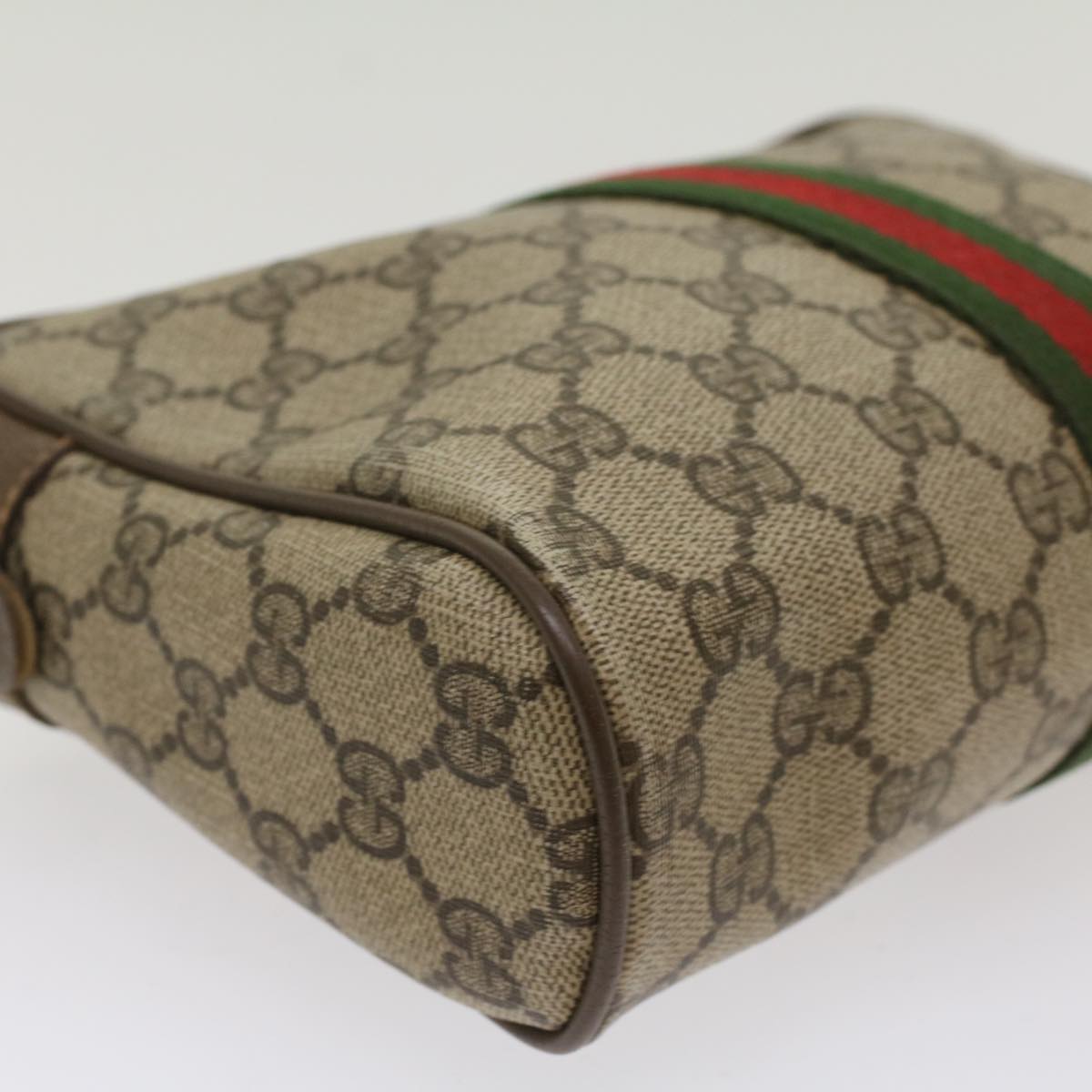 GUCCI GG Canvas Web Sherry Line Clutch Bag Beige Red Green 89.01.012 Auth yk8202