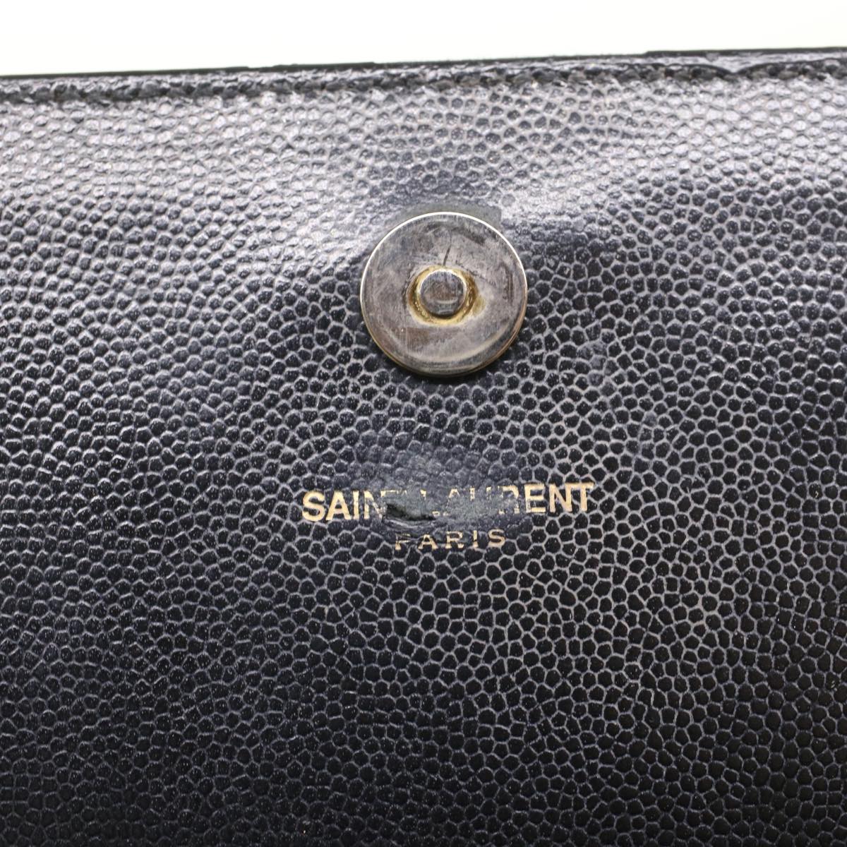 SAINT LAURENT Clutch Bag Leather Black Auth yk8204