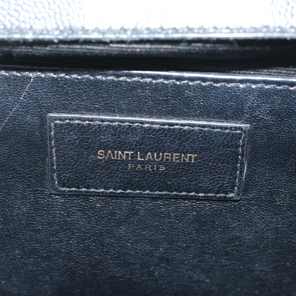 SAINT LAURENT Clutch Bag Leather Black Auth yk8204