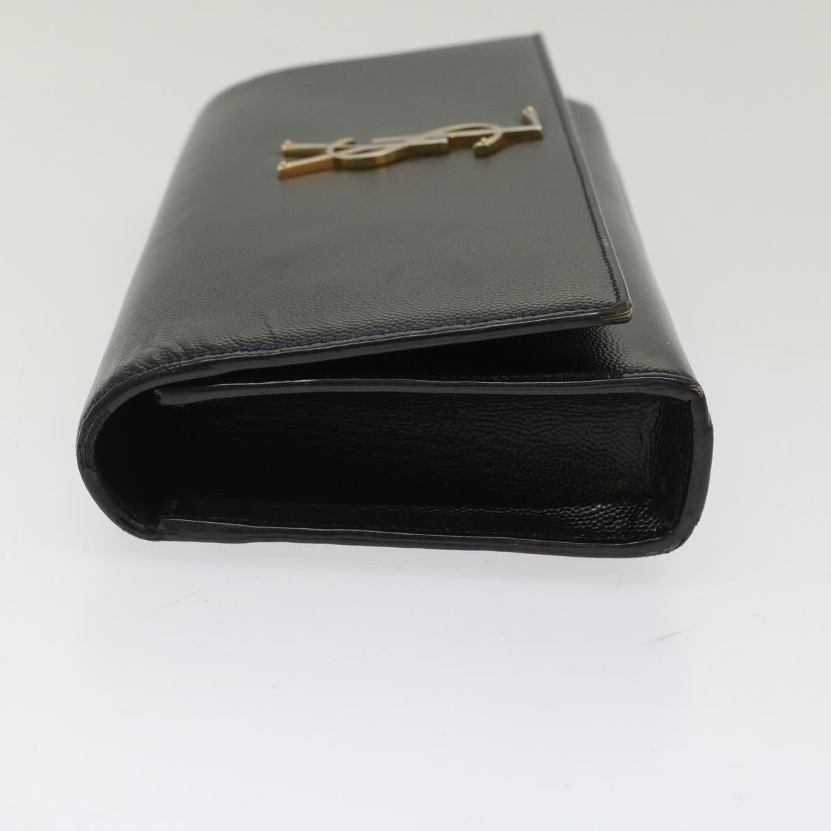 SAINT LAURENT Clutch Bag Leather Black Auth yk8204