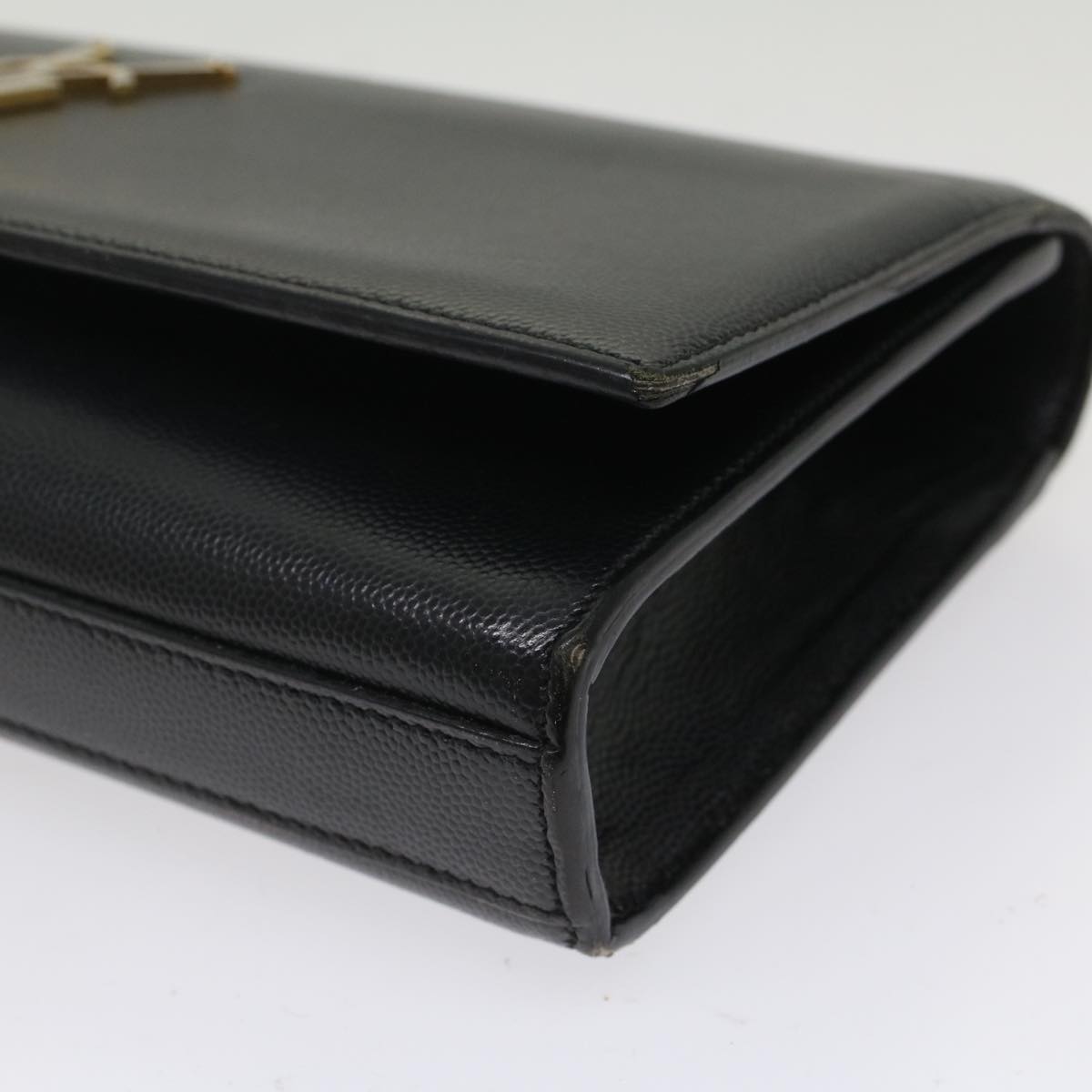 SAINT LAURENT Clutch Bag Leather Black Auth yk8204