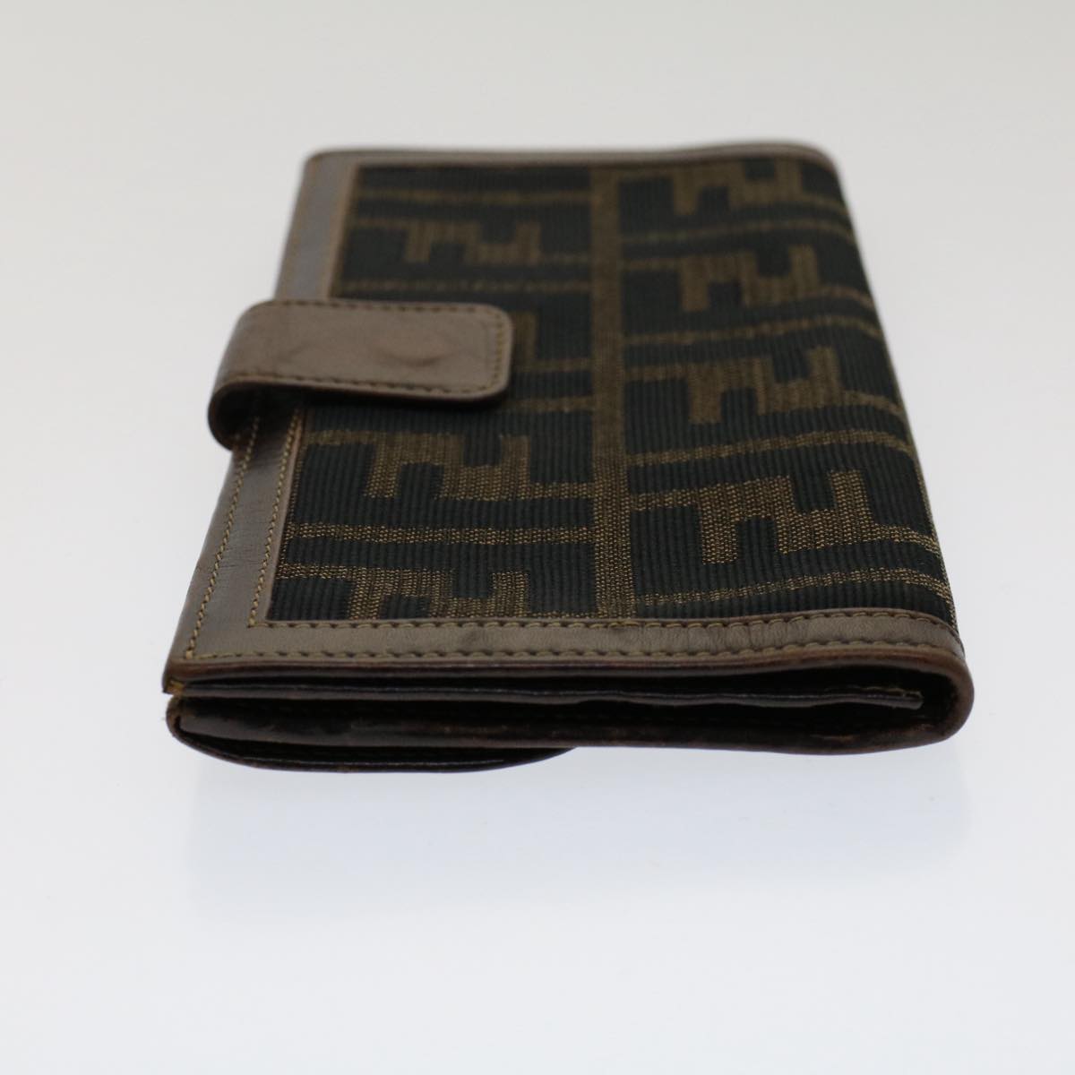 FENDI Zucca Canvas Wallet Black Brown Auth yk8227