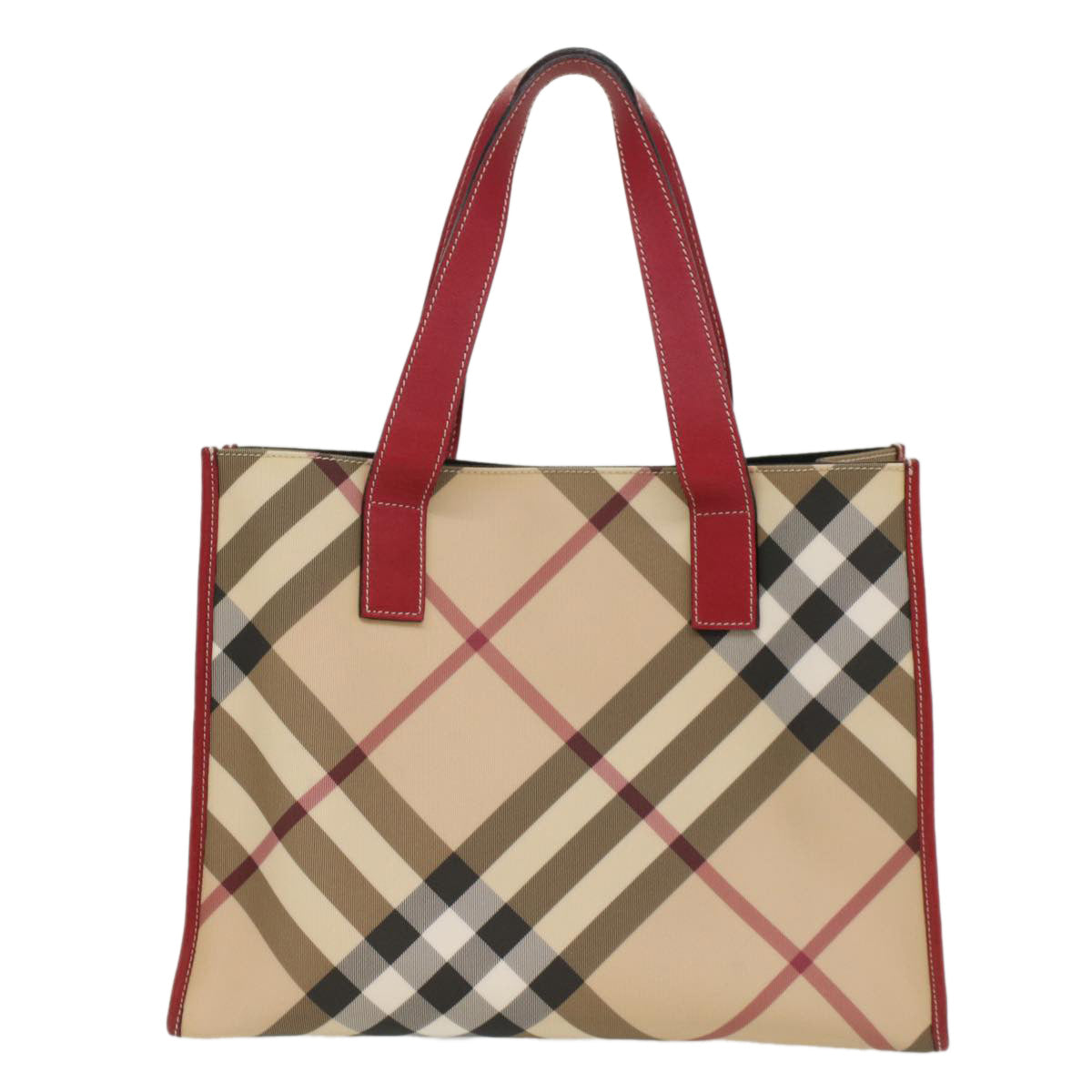 BURBERRY Nova Check Tote Bag PVC Leather Beige Auth yk8235 - 0