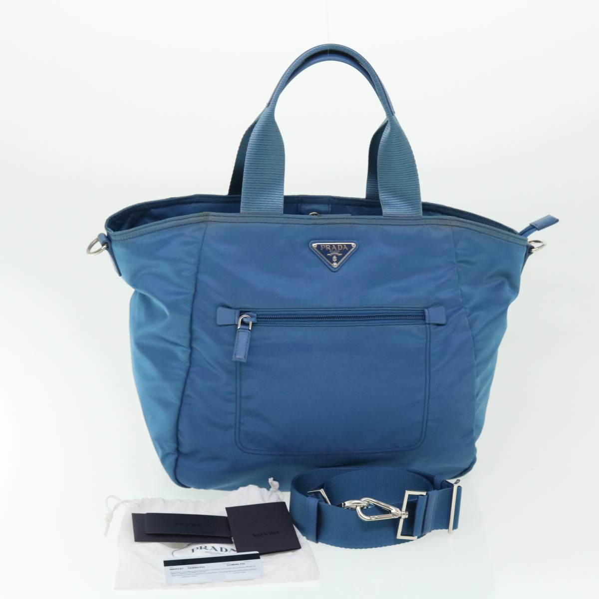 PRADA Tote Bag Nylon 2way Blue Auth yk8236