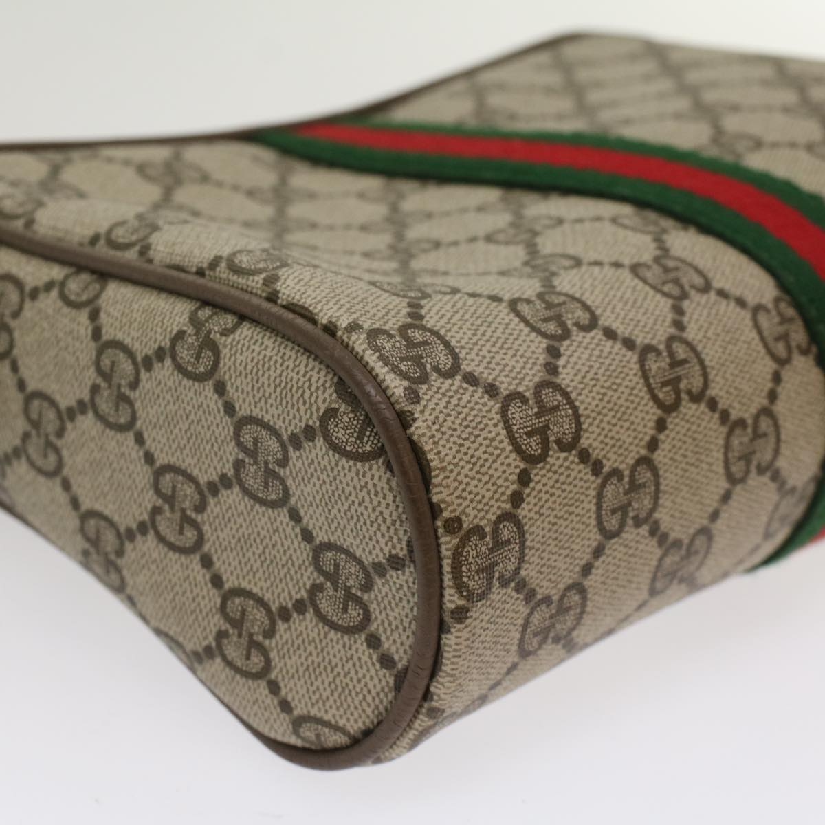 GUCCI GG Canvas Web Sherry Line Clutch Bag Beige Red Green 56.01.012 Auth yk8241