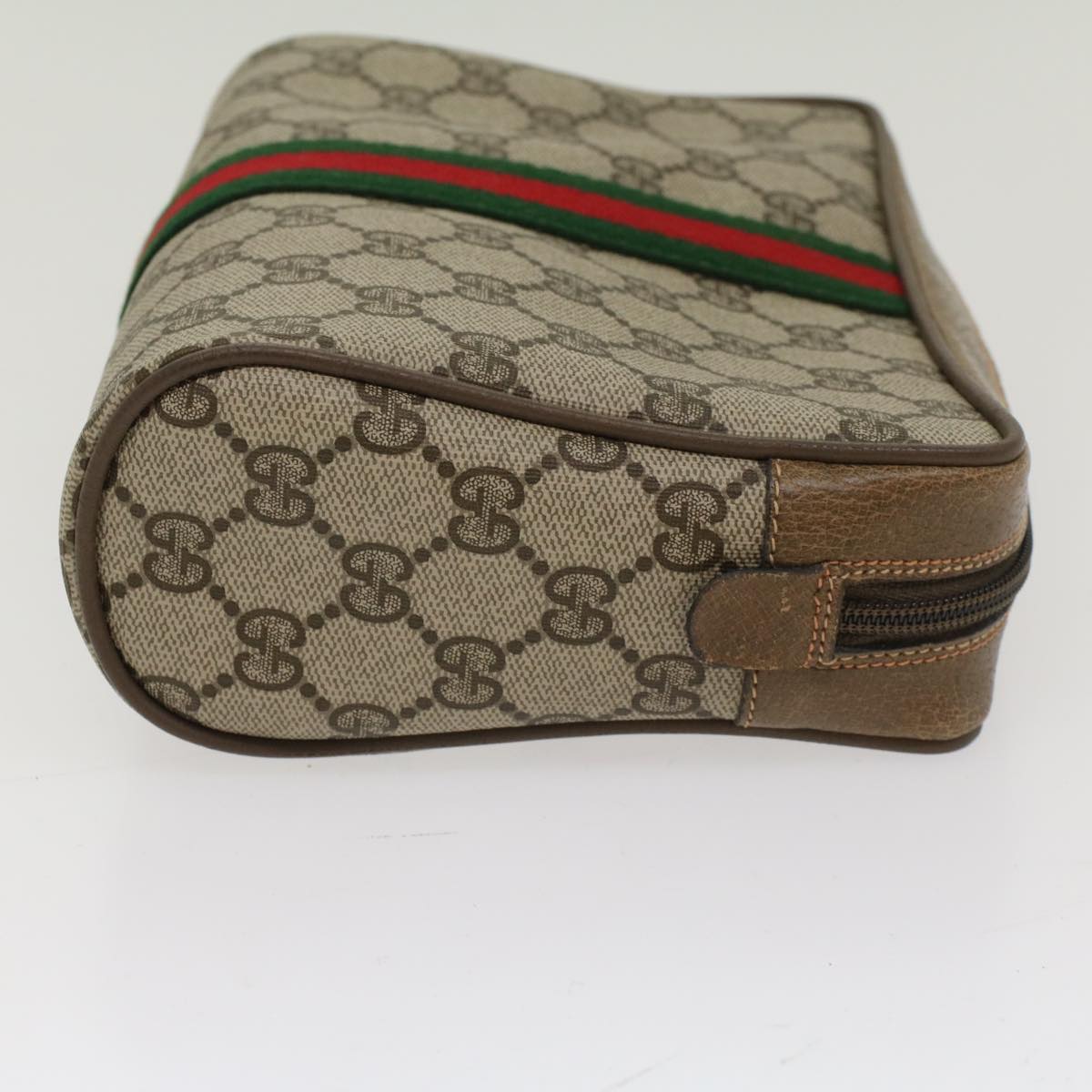 GUCCI GG Canvas Web Sherry Line Clutch Bag Beige Red Green 56.01.012 Auth yk8241