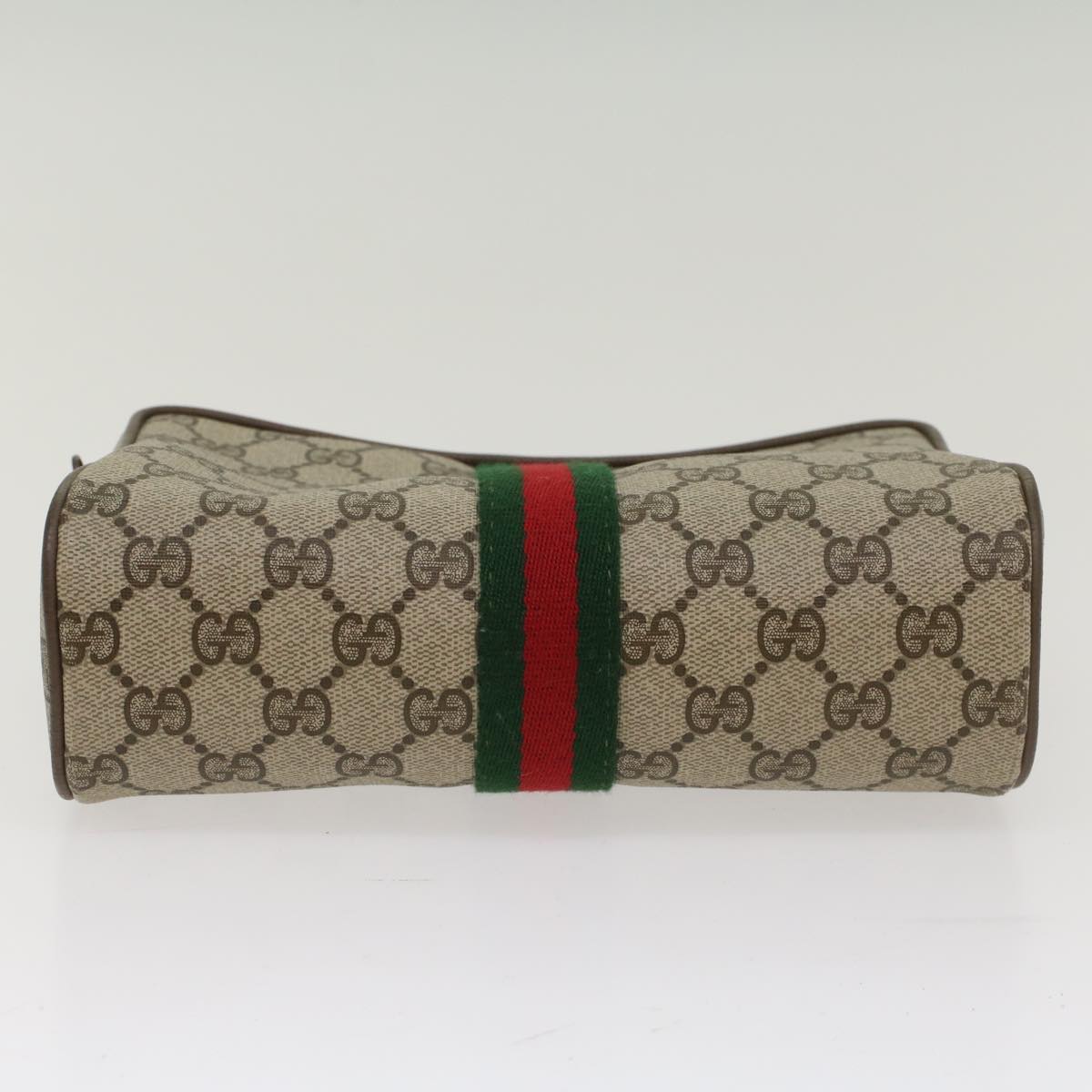 GUCCI GG Canvas Web Sherry Line Clutch Bag Beige Red Green 56.01.012 Auth yk8241