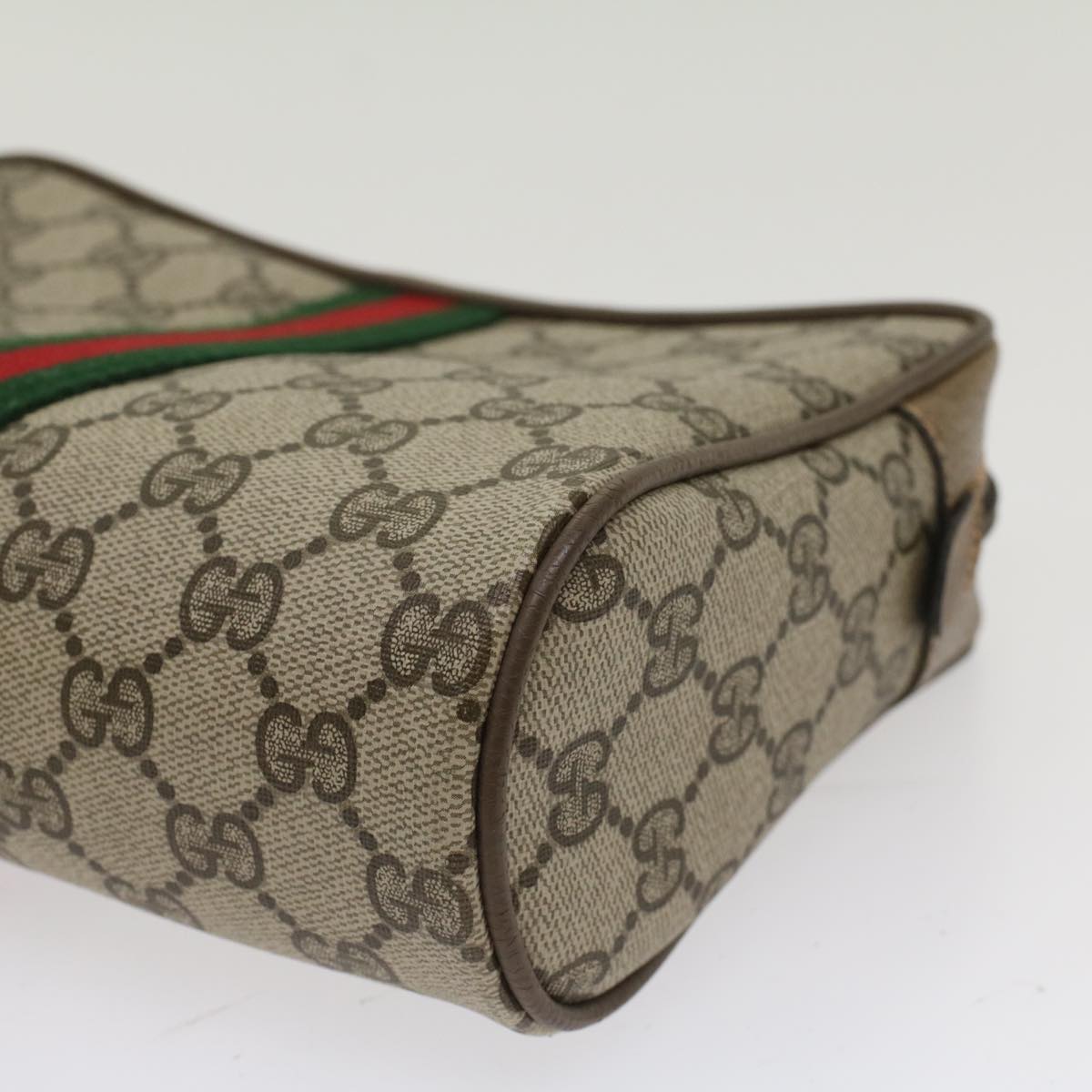 GUCCI GG Canvas Web Sherry Line Clutch Bag Beige Red Green 56.01.012 Auth yk8241