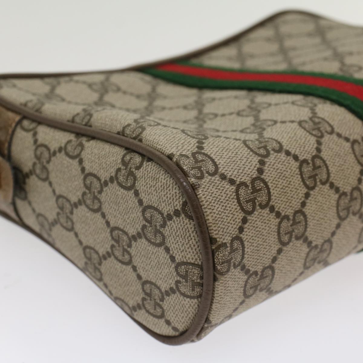 GUCCI GG Canvas Web Sherry Line Clutch Bag Beige Red Green 56.01.012 Auth yk8241