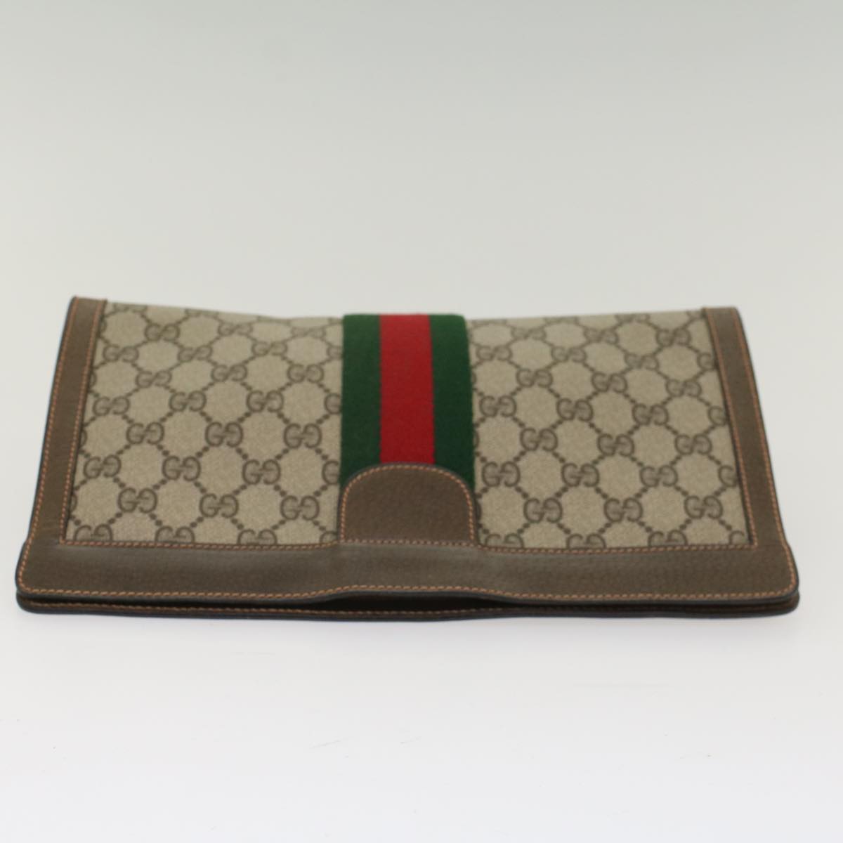 GUCCI GG Canvas Web Sherry Line Clutch Bag Beige Red Green 89.01.002 Auth yk8254